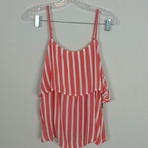 Red and White striped Spagetti strap Flowy  tank top